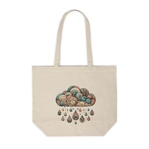 Boho Cloud And Raindrops Custom Canvas Tote Bag